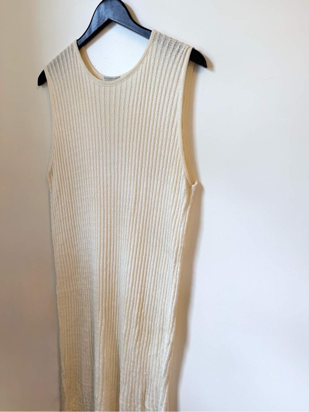 Joan Vass Sleeveless Ribbed Knit Maxi Dress - Off White